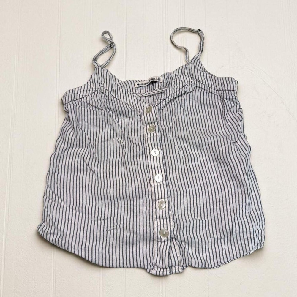 Abercrombie & Fitch Blue and White Striped Button-Front Cami Top - XS
